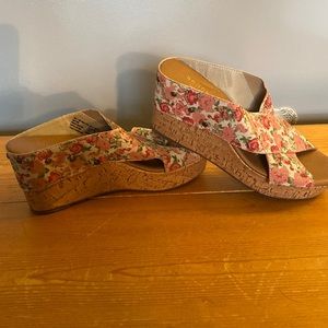 Wedge cork soled open toe sandals